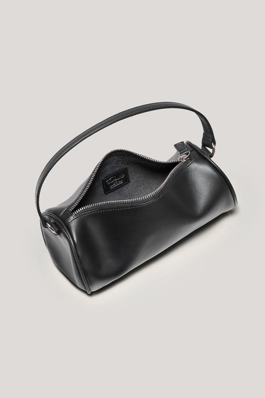 COMO MINI BARREL BAG - BLACK LEATHER